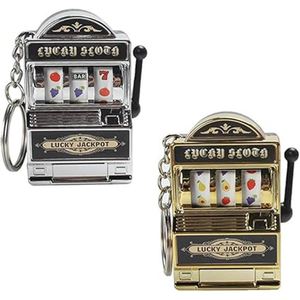 Llavero de máquina tragamonedas miniatura novedoso, recuerdo de Las Vegas, con manivela funcional, llavero de casino, amuleto de la suerte con efecto jackpot, venta al por mayor - Product Image 1