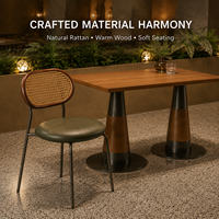 Table et chaises de salle à manger commerciales, style élégant, robustes et durables, plateau en bois massif pour café, bistrot, design gain de place