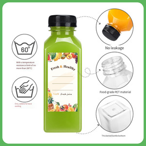 Nouvelle Offre Spéciale – Bouteilles et Pots Ronds en Plastique PET Transparent de 12 oz (<span class=keywords><strong>500</strong></span> ml) pour Boissons Froides, Jus et Lait – Réutilisables - Product Image 2