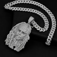 Nuevo Collar con Colgante de Rostro de Personaje en Plata 925 con Micro Pavé de Moissanita, Hecho a Mano, para Hombre, Estilo Rap, Club Nocturno