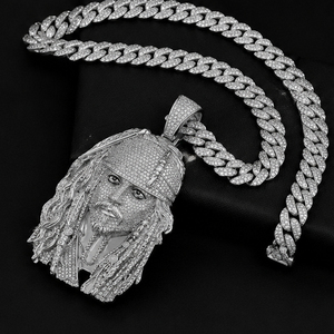 Nouvel Arrivage Collier Pendentif Visage Personnalisé en Argent 925 Micro-Pavé Moissanite Fait Main pour Hommes, Style Performance Rap et Soirée en Club - Product Image 6