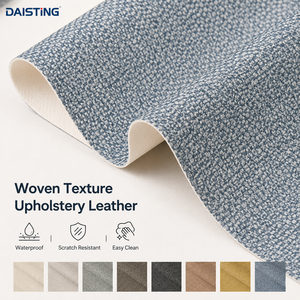 Tela de vinilo de PVC con textura tejida, imitación cuero Rexine, para tapicería de sofás, sillas, cabeceros y paneles de pared, <span class=keywords><strong>rollo</strong></span> de cuero al por mayor DS-60 - Product Image 1
