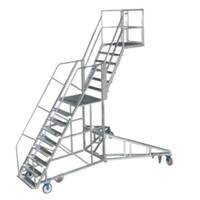 Échelle mobile d'entretien en acier au carbone/aluminium pour aéroports avec main courante réversible