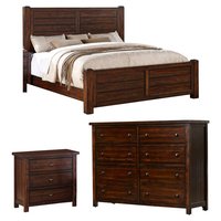 Ensemble de chambre à coucher configurable Standard Shiyi Hollister avec commode de chevet-Style intemporel et appel rustique en bois MDF