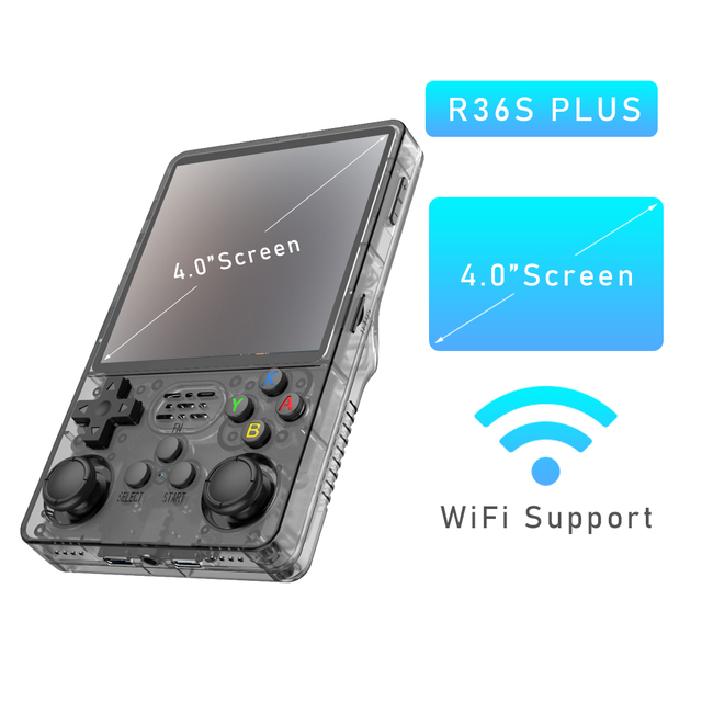 R36 Plus Handheld Game Console 4inch Screen 64GB Handheld Game Player Wifi Function Support 2 Player Retro Video Game Console