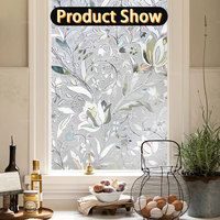 Moderne statische PVC gefrostete bunte Tulpen Formen Glasfenster folie dekorative wasserdichte Privatsphäre für Haustür Windows Factory