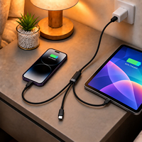 Kabel Multi 3 in 2 a ke 2C +L PD 60W 3A/20V Kompatibel untuk Laptop Monitor VR Apple Watch Nirkabel