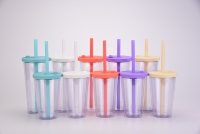 BOBA 700 ML gobelet Double couche grande capacité matériau de qualité alimentaire Transparent personnalisé paille Drinkware produit