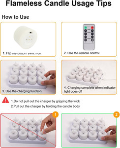 Ensemble de 12 bougies <span class=keywords><strong>LED</strong></span> rechargeables 3D scintillantes brevetées avec base de charge, sans flamme, pour lieux commerciaux - Product Image 6