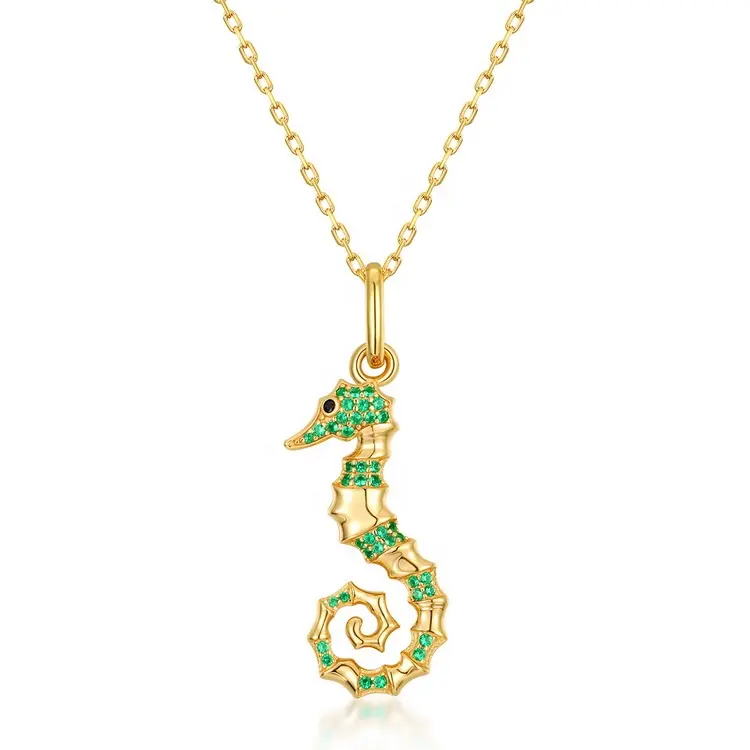 Collier pendentif en forme de hippocampe pour femmes, bijou en argent Sterling S925, plaqué or, nouvelle collection été 2020
