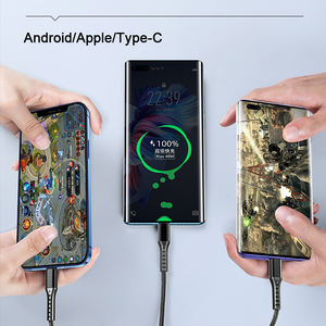 Tresse en Nylon 66W <span class=keywords><strong>3</strong></span> en 1 chargeur usb synchronisation des données <span class=keywords><strong>c</strong></span>âble de charge rapide 5A - Product Image 3