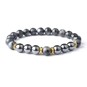 Usine En Gros <span class=keywords><strong>Europe</strong></span> et Amérique 8MM Howlite Tiger Eyes Image <span class=keywords><strong>Carte</strong></span> Pierre Noir Hématite Bracelets pour Femmes Hommes - Product Image 3
