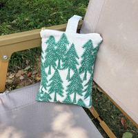 Pochette à fermeture éclair en lin brodé avec motif personnalisé pour filles et femmes, sac de voyage en coton à longue poignée pour le maquillage