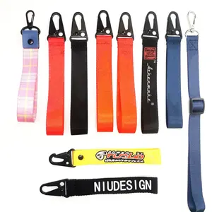 Carry Safety Hand Wrist Strap Lanyard With Custom Embroidered Printing Logo For Car Key Phone Card Holder