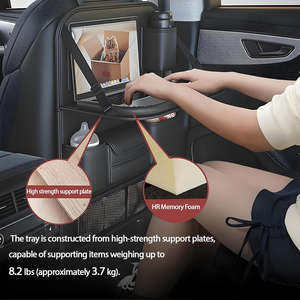 Protecteur de dossier de <span class=keywords><strong>siège</strong></span> <span class=keywords><strong>auto</strong></span> en cuir premium avec écran tactile, organiseur universel pliable pour <span class=keywords><strong>siège</strong></span> arrière de voiture avec plateau - Product Image 2
