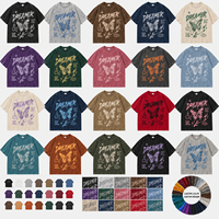 T-shirt graphique vintage délavé à l'acide avec l'image de la Statue de la Liberté, en coton épais 230 GSM, coupe oversize, style streetwear, personnalisable OEM ODM