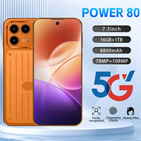 Dernier modèle de téléphone Android 16 Power 80, écran 7,3 pouces, 16 Go + 1 To de stockage, batterie 8000 mAh, bandes LTE globales pour le travail, les films et les jeux