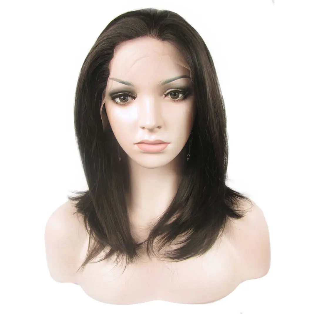 New Style Body Wave Wig Front Lace Ark Volume Black Color Career Women Synthetic Hair Wigs Natural Medium Length Tiny Curly Wigs