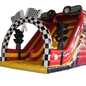 खुश किडी खिलौने आउटडोर Inflatable यातायात संकेतों थीम बच्चों के लिए स्लाइड के साथ Inflatable कूद महल खेलने केंद्र