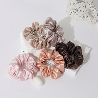 Set Scrunchie Sutra Mulberry 4cm 22momme Berkualitas Tinggi dengan Label dan Kemasan Khusus