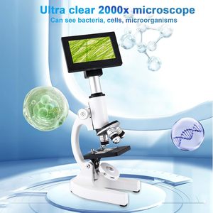 Microscopio Herwicm con Ingrandimento 40X-2500X, Oculari HD, Display da 4 Pollici, Luce LED, Compatibile con 3 Cellulari, per Casa/Laboratorio Scolastico - Product Image 3
