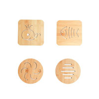 Set de table carré personnalisable en bambou écologique, motif animal créatif, anti-brûlure, isolant thermique, en bois