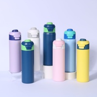 Bouteille d'eau portable isotherme en acier inoxydable 304 pour sports de plein air, avec paille à ouverture rapide, pour voiture, modèle transfrontalier