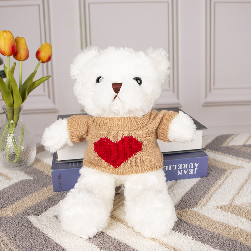 Pull marron Love ours blanc