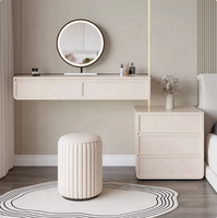 Table de maquillage moderne haut de gamme en bois massif avec rangements et éclairage intégré pour appartement de petite taille et chambre d'hôtel