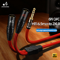 Câble audio Hifi 6,5 mm TRS vers double XLR mâle/femelle avec fiche audio en cuivre pur plaqué or pour mixeur, décodeur, amplificateur 6,5 XLR
