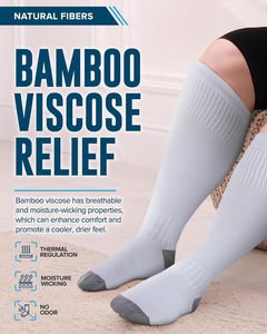 Calcetines de Compresión de Viscosa de Bambú de Talla Grande, Calcetines Hasta la Rodilla de Pantorrilla Ancha para Enfermeras, Viajes, Circulación, Calcetines de Compresión Personalizados - Product Image 2