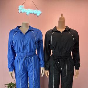 2025 Custom Logo Trainings anzüge Lässige Damen Herbst lange 2-teilige Trainings anzüge Set mit Reiß verschluss jacke und Jogging hose - Product Image 2