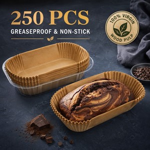 Feuilles de papier cuisson jetables écologiques de qualité <span class=keywords><strong>alimentaire</strong></span> pour moules à pain rectangulaires 9x5, 250 pièces, marron, 2lb, directement de l'usine - Product Image 1