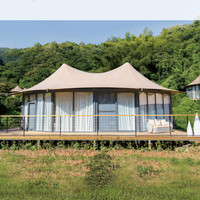 Tente Safari de Luxe en Toile pour Glamping, Kits de Cabane en Bois avec Salle de Bain