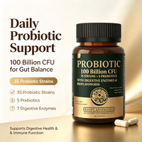 Capsules de probiotiques OEM 100 milliards de UFC, 35 souches, prébiotiques, enzymes digestives, soutien immunitaire intestinal, complément alimentaire