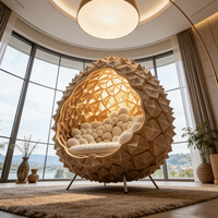 Fauteuil œuf de luxe moderne en forme de durian, fauteuil d'appoint confortable en velours, canapé lounge géométrique créatif pour salon