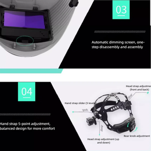 自動調光式Bluetoothリモコンフリップトップ溶接ヘルメット研削付き保護フェイスシールド - Product Image 5