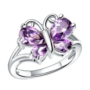 Anillo de amatista con forma de mariposa, engaste de plata, joyería de moda para mujer, regalo - Product Image 2