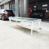 Table à manger de luxe avec cadre et décoration en cristal, plateau en verre Seafoam, vente directe d'usine, pour mariage et banquet