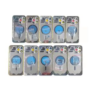 Boîtiers de téléphone portable pour iPhone XR X XS MAX 11 12 <span class=keywords><strong>Mini</strong></span> 13 Pro 14 Plus 15 Pro Max avec bouton latéral SIM plateau réparation boîtier arrière - Product Image 1
