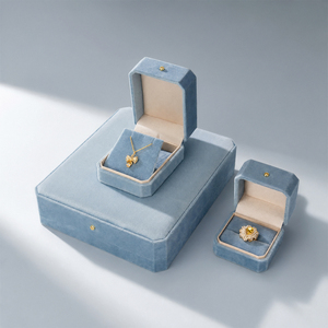 Zebopak Light Blue Suede Octagon Jewellery <b>Box</b> Set with Ring Necklace Bracelet <b>Christmas</b> Holiday Gift Collection Supplier - Product Image 2