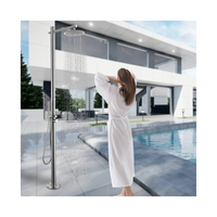 Robinet de douche extérieur autoportant en acier inoxydable 304/316, robinet de douche extérieur pour piscine, jet de pluie domestique, double poignée