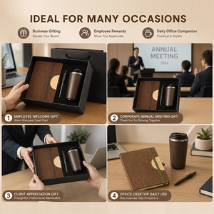 Custom Logo 3 Piece Sustainable Business Gift Set Cork Notebook Travel Mug <b>Pen</b> Executive Corporate Giveaway Collection - Product Image 5