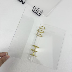 Protège-cahier en acrylique transparent plat A5 A6 <span class=keywords><strong>de</strong></span> qualité supérieure, avec 6 anneaux, pour classeur spirale transparent DIY, planificateur budgétaire et anneaux <span class=keywords><strong>de</strong></span> reliure pour feuilles mobiles - Product Image 3