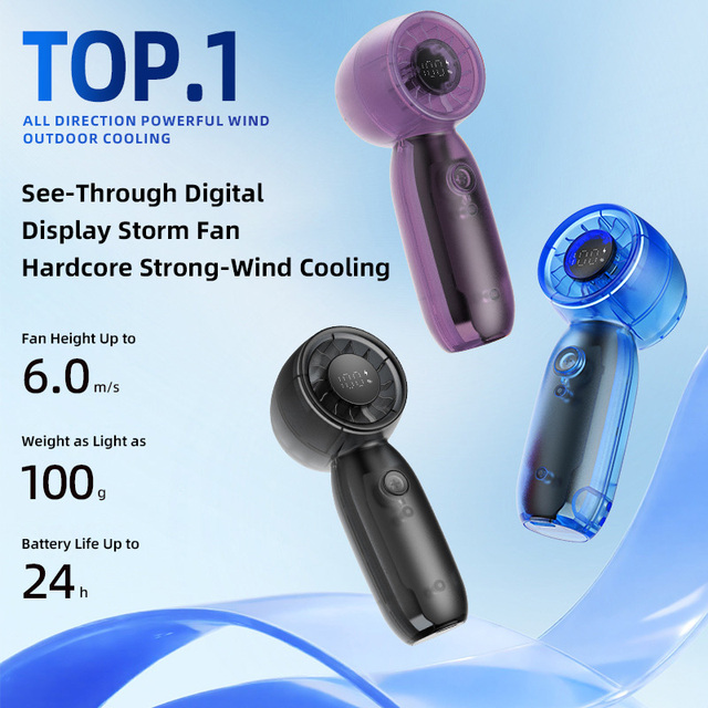 FAN HOME Air Cooler Cooling Mini Fans Smart Intelligent Digital Display 3 Speed LED USB Mini Rechargeable Portable Hand Fan