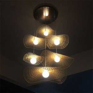 โคมไฟระย้าทรงวงรีแบบตะเกียงไม้ไผ่เอเชียตะวันออกเฉียงใต้  หลอดไฟ LED ขั้ว E27 สำหรับตกแต่งบ้าน โคมไฟห้อยเพดานแบบหัวเดียว - Product Image 1