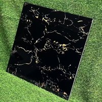 Vente en gros Carreaux de sol émaillés 60x60cm noir or aspect marbre poli brillant Style moderne Porcelaine intégrale pour salle de bain
