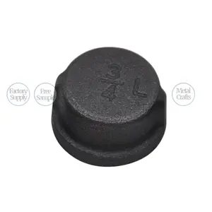 DN15-50 FM approval black malleable cast iron industrial metal female thread pipe fittings cap plumbing parts