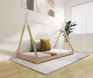 <span class=keywords><strong>Lit</strong></span> <span class=keywords><strong>tipi</strong></span> en bois moderne, taille double, <span class=keywords><strong>lit</strong></span> <span class=keywords><strong>au</strong></span> <span class=keywords><strong>sol</strong></span> pour enfants, Montessori, bois de pin massif, meubles de chambre durables pour garçons, filles, adolescents - Product Image 3