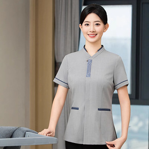 Mùa hè mỏng bất động sản Mall phòng khách sạn vệ sinh nhân viên của ngắn tay áo làm sạch bảo hộ lao động với biểu tượng tùy chỉnh - Product Image 4